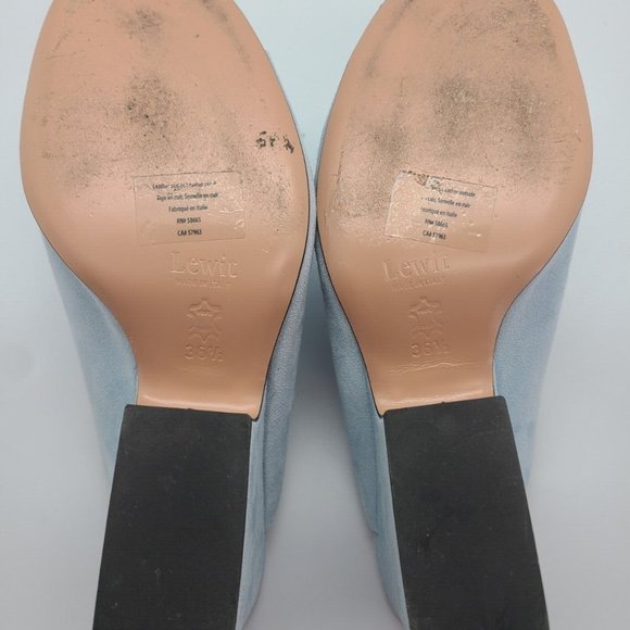 $195 Lewit Heels Sandals Blue Suede Made In Italy EU sz 36,5 US sz 6 - Picture 9 of 9